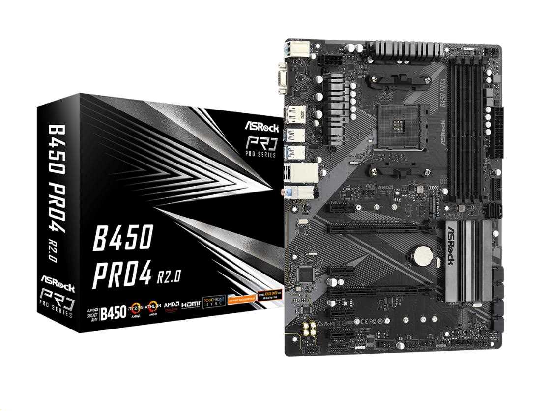 ASRock MB Sc AM4 B450 PRO4 R2.0, AMD B450, 4xDDR4, 1xDP, 1xHDMI, VGA