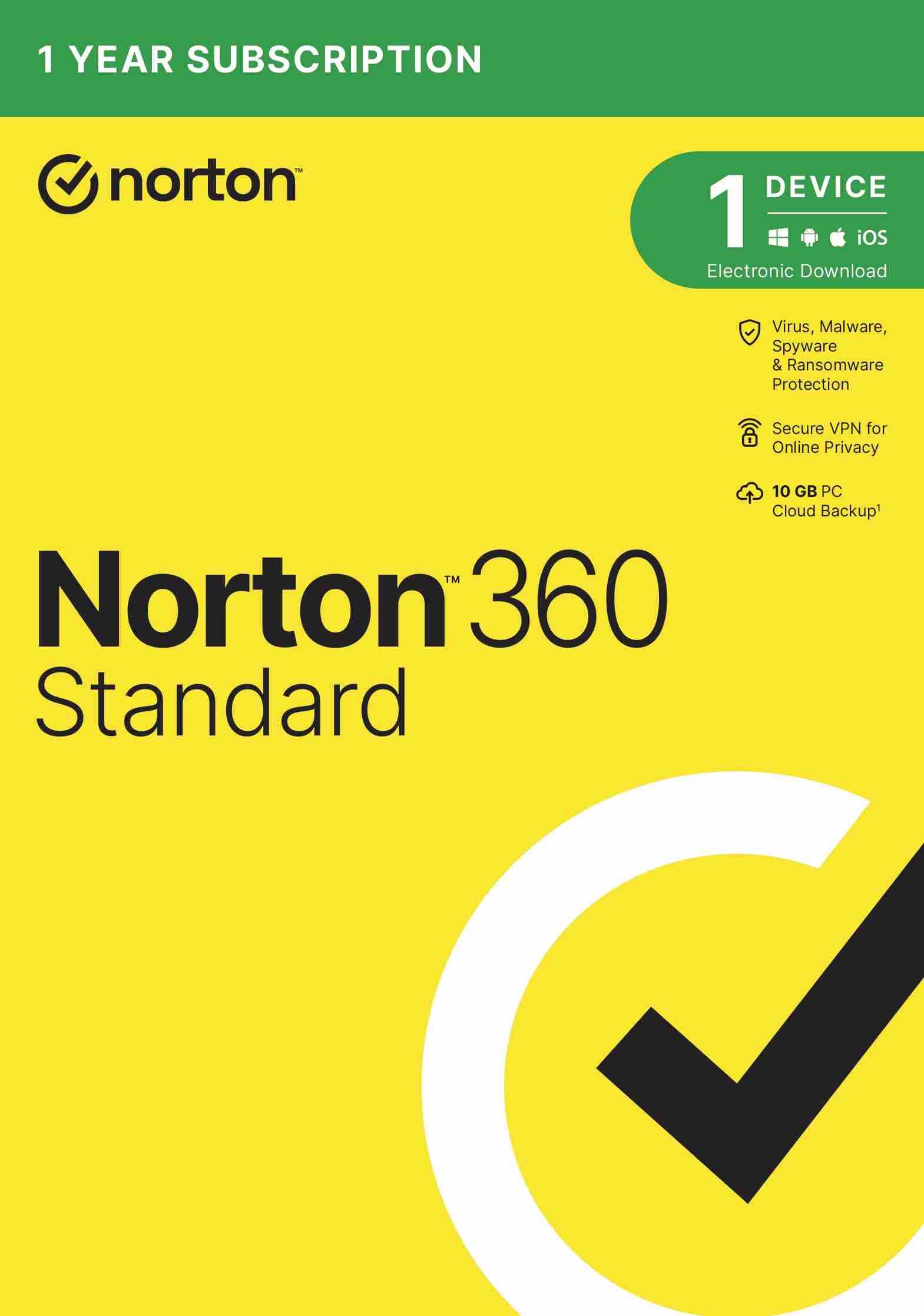 NORTON 360 STANDARD 10GB + VPN 1 uživatel pro 1 zařízení na 1 rok ESD 21405801