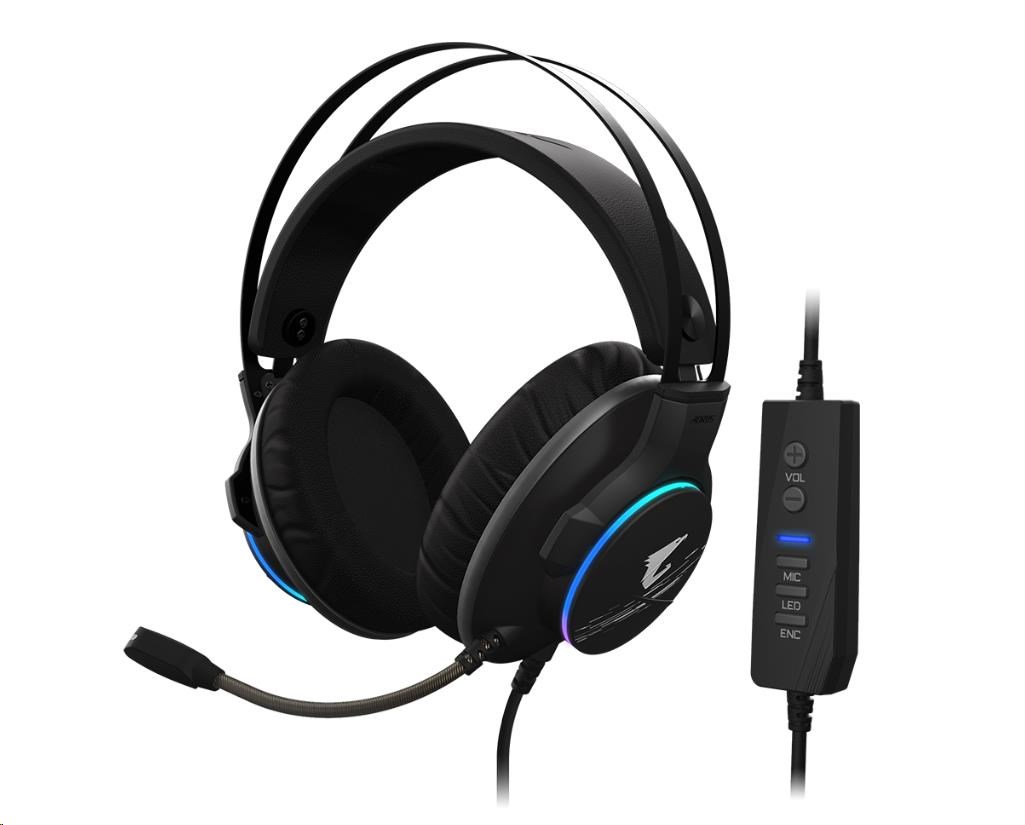 GIGABYTE sluchátka s mikrofonem AORUS H1, headset, USB GP-AORUS H1