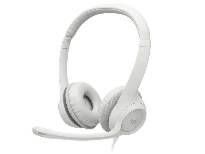 Logitech Headset H390, drátový, USB, bílá 981-001286
