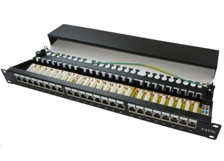 19" Patch panel XtendLan 24port, STP, Cat5E, krone, černý - LED vyhledávání