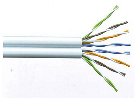 UTP TWIN kabel PlanetElite, Cat5E, drát, PVC, Dca, šedý, 305m