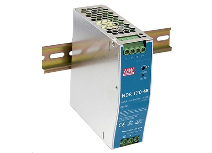Planet PWR-120-48, Mean Well průmyslový zdroj na DIN lištu, nastavitelný 48-56V DC, 120W
