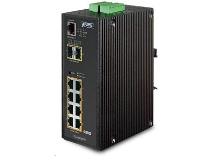 Planet IGS-10020HPT PoE switch 8x 1000Base-T, 2x SFP, 802.3at 270W, IP30, -40 až 75°C, SNMP, IGMPv3, IPv6