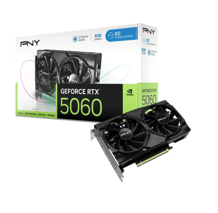 PNY VGA NVIDIA GeForce RTX 5060 Dual Fan 8GB OC, RTX 5060 OC, 8GB GDDR7, 3xDP, 1xHDMI