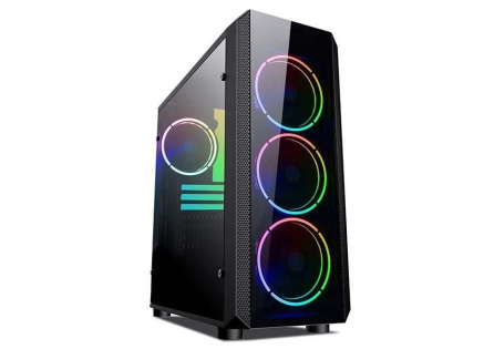 BAZAR - VeinX case Mars MAR01A Mid Tower, bez zdroje, 3xUSB, průhledná bočnice, 4xARGB Fan 120mm, černá - Poškozený obal