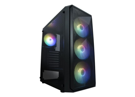 BAZAR - VeinX case ME19A Mid Tower, bez zdroje, 1x USB3.0, 1x USB2.0, 4x 120mm ARGB Fan, 1x ARGB Controller, černá - Poš