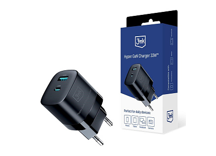 3mk síťová nabíječka - Hyper GaN Charger 33W, černá