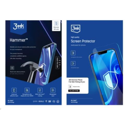 3mk All-Safe - AIO fólie Hammer Full Wet Fitting Phone, 25 ks