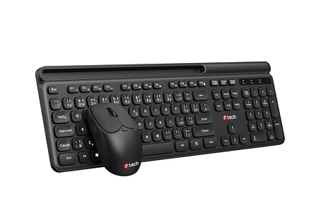 BAZAR - C-TECH klávesnice s myší WLKMC-05B, Bezdrátový set 2.4GHz, CZ, Černá, poškozený obal