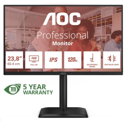 AOC MT 23,8" 24E4U - 1920x1080,IPS,120Hz,1xVGA,1xHDMI,1xDP,USBhub,Repro,Pivot AOC MT 23,8" 24E4U - 1920x1080,IPS,120Hz,1xVGA,1xHDMI,1xDP,USBhub,Repro,Pivot