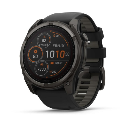 Garmin - fenix 8 Solar Sapphire - 51 mm - Carbon Gray DLC Titanium with Black | Pebble Gray Silicone Band, EU Garmin - fenix 8 Solar Sapphire - 51 mm - Carbon Gray DLC Titanium with Black | Pebble Gray Silicone Band, EU