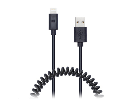CONNECT IT Wirez Apple Lightning - USB spirálový flexibilní kabel, 1,2 m, černý