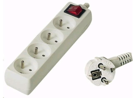 PREMIUMCORD Prodlužovací přívod 230V 2m, 4 zásuvky + vypínač, bílá