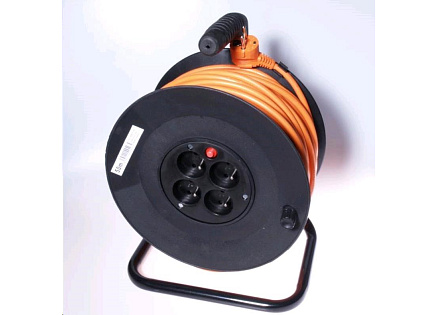 PREMIUMCORD Prodlužovací přívod 230V buben 50m, 4 zásuvky, černá