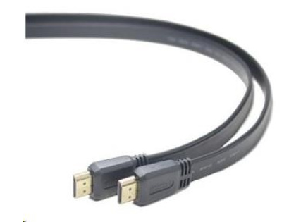 PREMIUMCORD HDMI High Speed + Ethernet plochý kabel, zlacené konektory, 3m