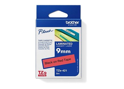 BROTHER TZE421 - kazeta TZ šířky 9mm, laminovaná TZE-421, červená/černé písmo