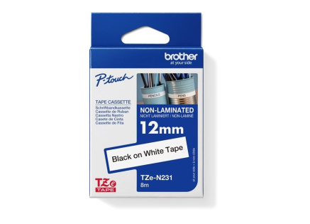BROTHER TZEN231 - kazeta TZ šířky 12mm, nelaminovaná TZE-N231, bílá/černé písmo