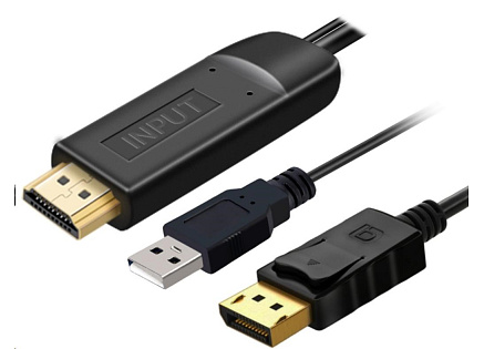 PremiumCord Kabel HDMI 2.0 na DisplayPort 1.2 pro rozlišení 4K@60Hz, 2m