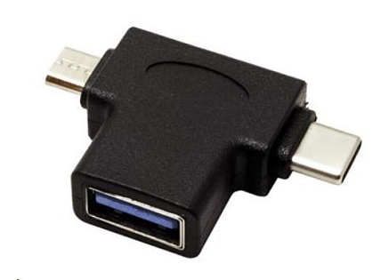 Adaptér USB3.0 female na dva konektory USB 3.1 C/male + micro USB B/male