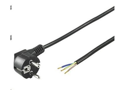 PREMIUMCORD Kabel Flexo síťový třížilový 230V s úhlovou vidlicí 2m černá