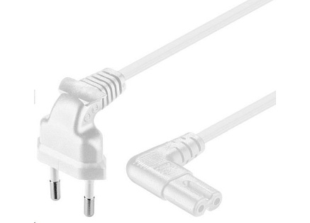 PREMIUMCORD Kabel síťový 230V k magnetofonu se zahnutými konektory 5m, bíla