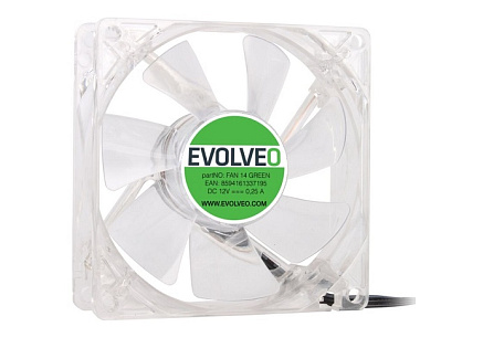 EVOLVEO 14L1GR ventilátor 140mm, 4 LED zelený, 3pin