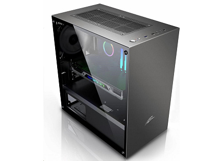 EVOLVEO M4, case mATX, 1x120mm PWM ventilátor, průhledná bočnice, černá