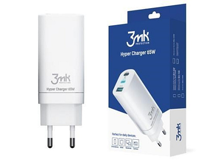 3mk síťová nabíječka - Hyper Charger 65W, bílá
