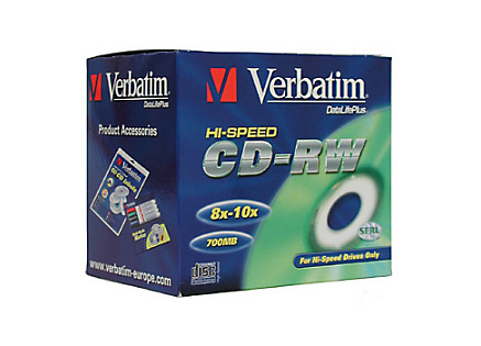 VERBATIM CD-RW(10-Pack)Jewel/High Speed/8x-12x/DLP/700MB