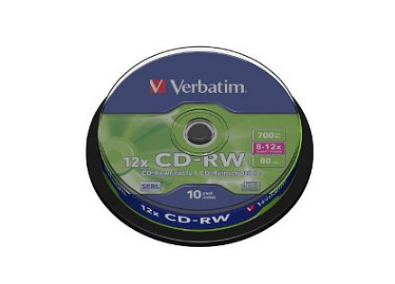 VERBATIM CD-RW(10-Pack)Spindle/8x-12x/High Speed/DLP/700MB