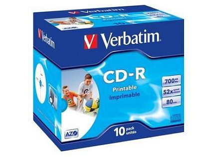 VERBATIM CD-R(10-Pack)Jewel/Printable/DLP/52x/700MB
