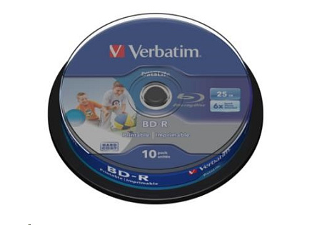 VERBATIM BD-R SL Datalife HTL (10-pack)Blu-Ray/Spindle/6x/25GB Wide Printable