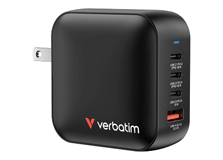 VERBATIM GaN Nabíječka Mini GaN 100W, 3xUSB-C, 1x USB-A, černá VERBATIM GaN Nabíječka Mini GaN 100W, 3xUSB-C, 1x USB-A, černá