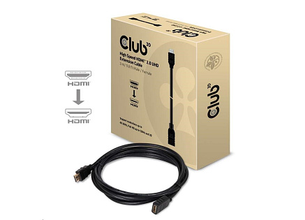 Club3D Kabel prodlužovací HDMI 2.0, 4K60Hz UHD (M/F), 3m