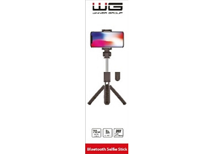 WG - Selfie tyč WG 6, Selfie tyč + tripod, teleskopická, s bluetooth tlačítkem, černá