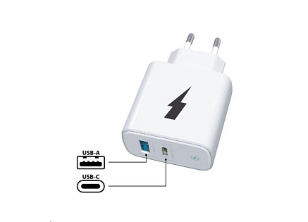 WG - Síťová nabíječka 2x USB 38W, 1x USB-C PD 20W + 1x USB-A QC 3.0 18W, bílá