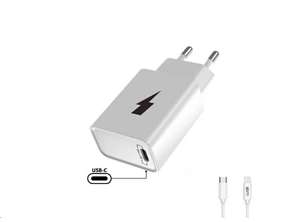 WG - Síťová nabíječka 1x USB-C, PD 20W + kabel Type-C na Lightning MFI, white WG - Síťová nabíječka 1x USB-C, PD 20W + kabel Type-C na Lightning MFI, white
