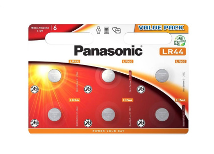 Panasonic knoflíková baterie LR44EL/6BP (Blistr 6 ks)