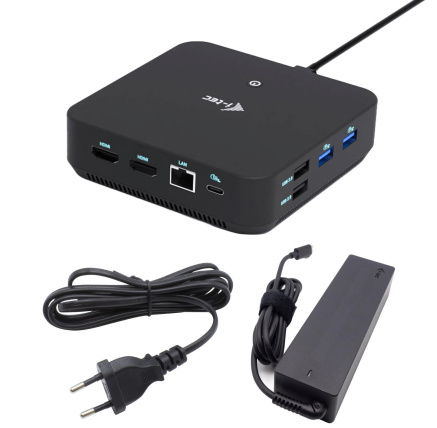 i-tec USB-C DP Dual HDMI Docking Station, PD 100W + Universal Charger 100W