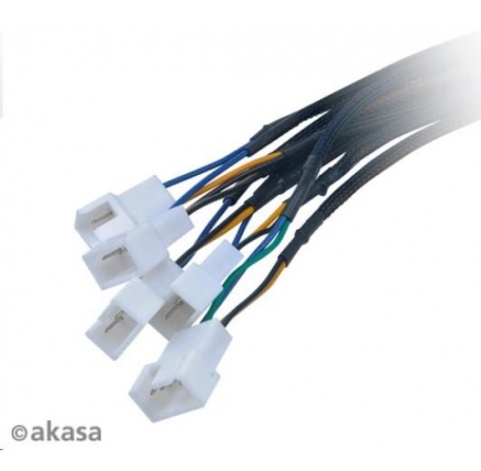 AKASA kabel FLEXA FP5S redukce pro ventilátory, 1x 4pin PWM na 5x 4pin PWM, 45cm
