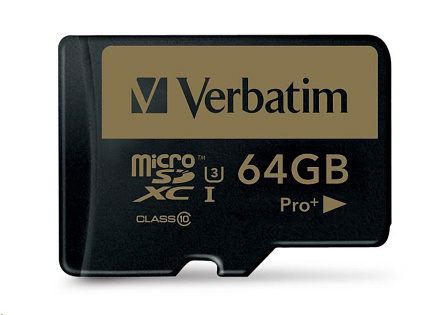 VERBATIM MicroSDXC karta 64GB PRO+ Class 10, UHS 1 (R:90/W:80 MB/s) VERBATIM MicroSDXC karta 64GB PRO+ Class 10, UHS 1 (R:90/W:80 MB/s)