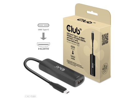 Club3D Adaptér USB-C na HDMI 8K60Hz/4K120Hz, Active Adapter M/F, PD 3.0, HDR10+ a DSC 1.2 Club3D Adaptér USB-C na HDMI 8K60Hz/4K120Hz, Active Adapter M/F, PD 3.0, HDR10+ a DSC 1.2