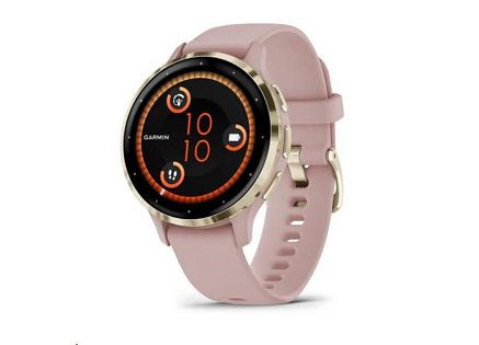 Garmin Venu® 3S, Nerezová luneta Soft Gold, pouzdro Dust Rose, silikonový řemínek Garmin Venu® 3S, Nerezová luneta Soft Gold, pouzdro Dust Rose, silikonový řemínek