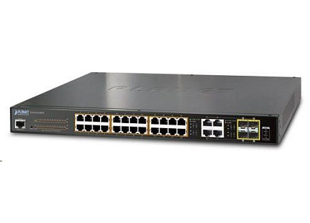 Planet GS-4210-24P4C PoE+ switch 28x 10/100/1000Base-T, 802.3at do 220W, VLAN, SNMP/WEB Planet GS-4210-24P4C PoE+ switch 28x 10/100/1000Base-T, 802.3at do 220W, VLAN, SNMP/WEB