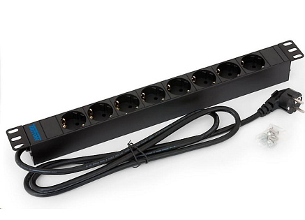 TRITON 19" rozvodný panel 8x230V DIN - 2m, černý