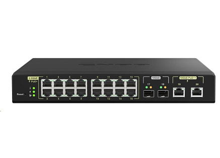 QNAP switch QSW-M2116P-2T2S (16x2,5GbE,2x10SFP+,2x10GbE,16xPoE+,2xPoE++,280W) QNAP switch QSW-M2116P-2T2S (16x2,5GbE,2x10SFP+,2x10GbE,16xPoE+,2xPoE++,280W)