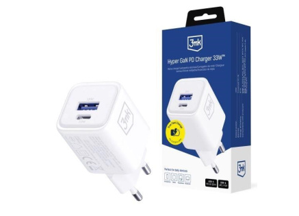 3mk napájecí adaptér Hyper Charger PD 33W GaN QC4+ PPS AFC FCP SCP 1A1C  White