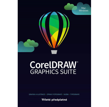 CorelDRAW Graphics Suite 3 roky obnova pronájmu licence (51-250) EN/FR/DE/IT/SP/BP/NL/CZ/PL
