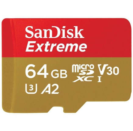 SanDisk micro SDXC karta 64GB Extreme Action Cams and Drones (170 MB/s Class 10, UHS-I U3 V30) + adaptér